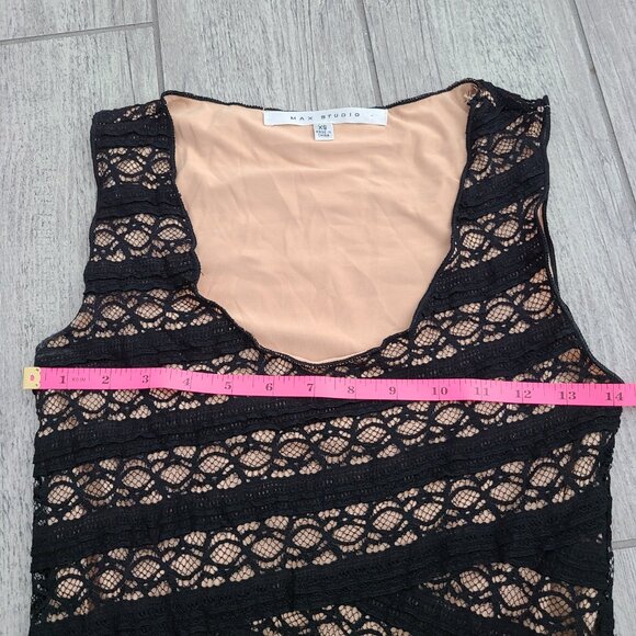 Max Studio Lace Sheath Dress Black Nude Lined Women's Size XS - Picture 9 of 15